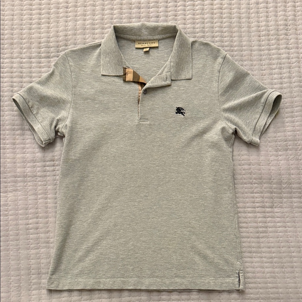 Burberry Gray Polo Shirt with Iconic Emblem